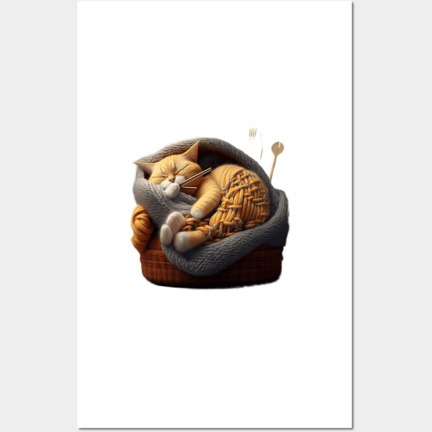 Sleepy Kitty Cat Knitten Kitten Wall Art by kiddo200